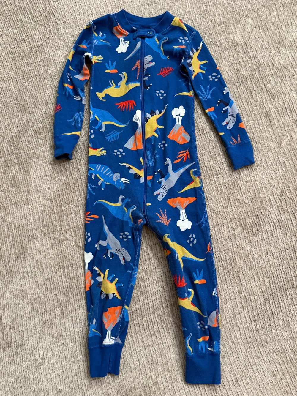 Hanna Andersson Dinosaur Pajamas 3T Organic Cotton Zip Sleeper Blue